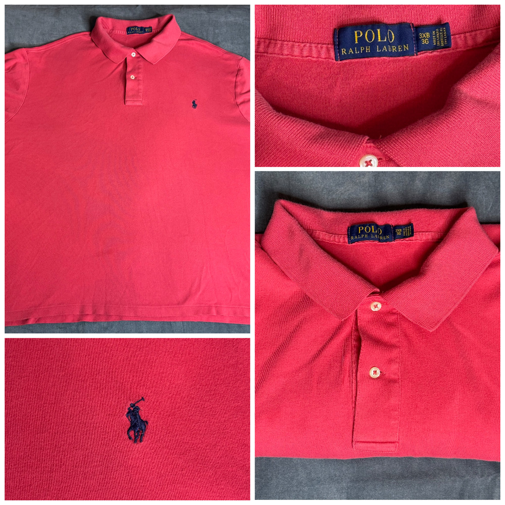 Polo Ralph Lauren Shirt Mens 3XB Peach Short Sleeve Collared Golf Big